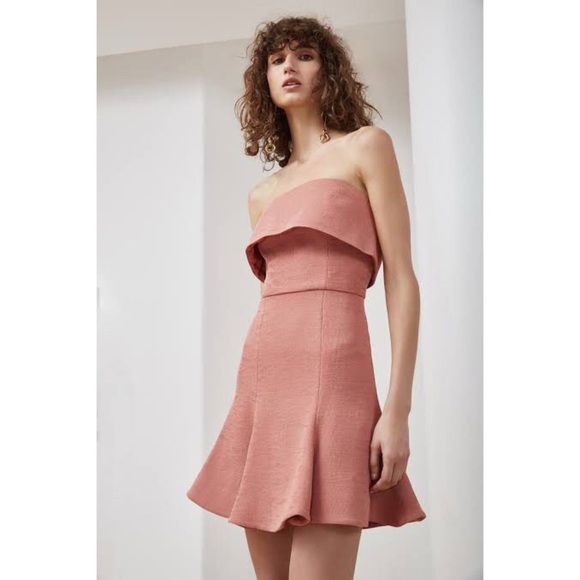 C/meo Collective Fluidity Fit & Flare Ribbed Strapless Pink Mini Dress Size XS - Picture 1 of 13